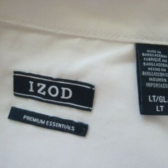 Men's Big Tall IZOD Premium Essentials Button Dress Shirt  LT/GL/LT White NWT - Picture 2 of 6